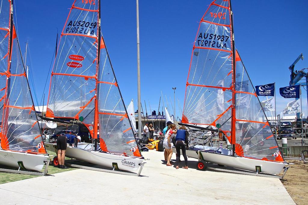 29ers prepare for Sail Melbourne , 2013 - ISAF World Sailing Cup, Round 1- Day 0 © Richard Gladwell www.photosport.co.nz